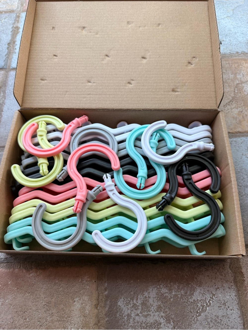 Essentials Multi-Color Plastic S-Shaped Closet Hooks - Pastel Mix